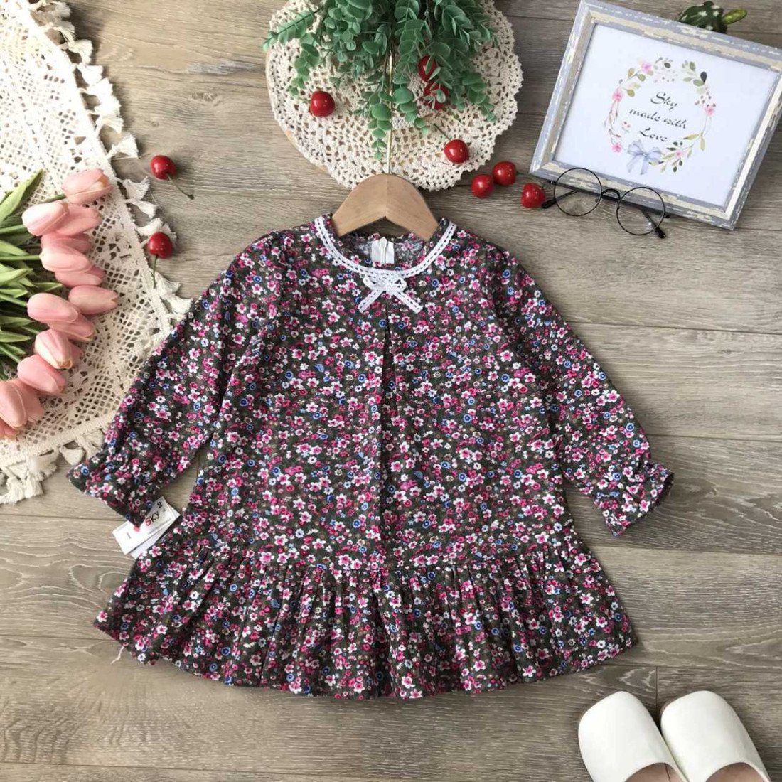 Váy hoa nhí dáng chữ A size 2-6-